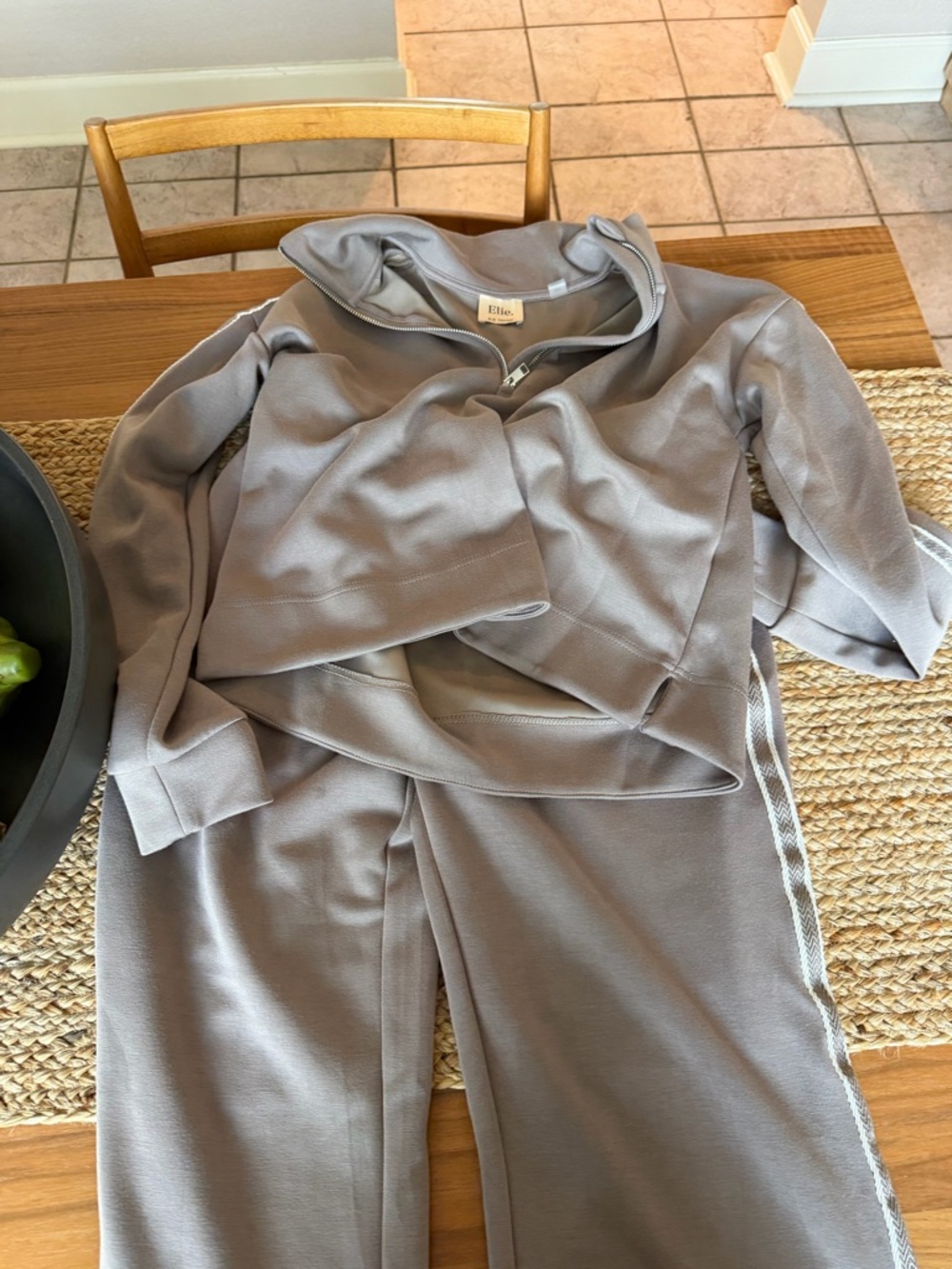 Elie Tahari Grey Half-Zip Hoodie